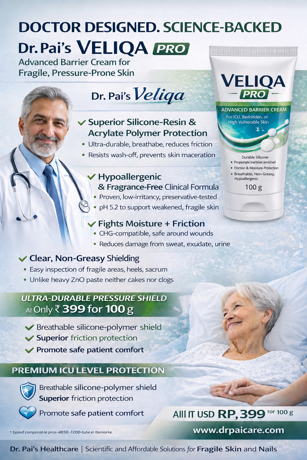 VELIQA PRO Advanced Barrier Cream — Silicone-Polymer ICU-Grade Skin Protection